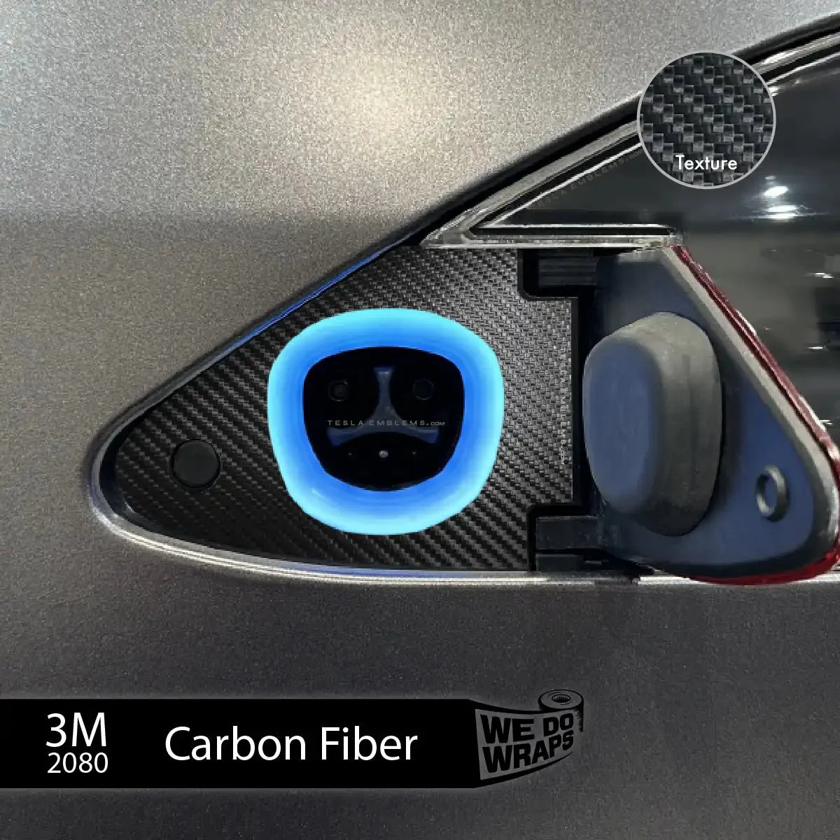 3M Carbon Fiber Tesla Charge Port Wrap | Model X - Image 2