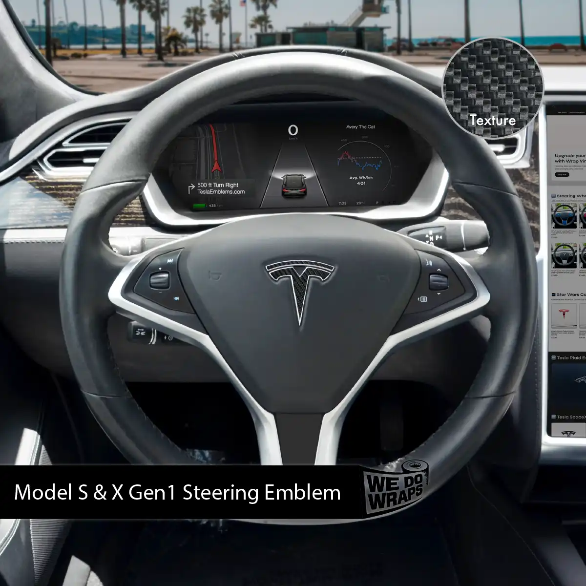3M Carbon Fiber Tesla Steering Wheel Wrap | Model S - Image 3