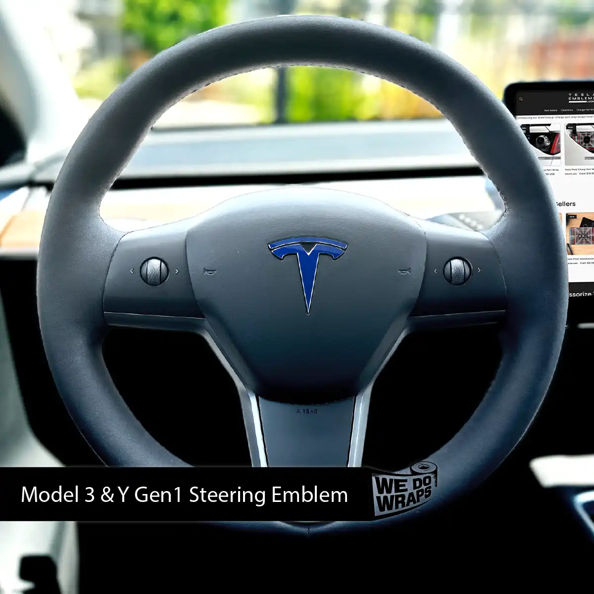 3M Deep Blue Metallic Tesla Steering Wheel Wrap | M3 2017-Jan 2024 - Image 3