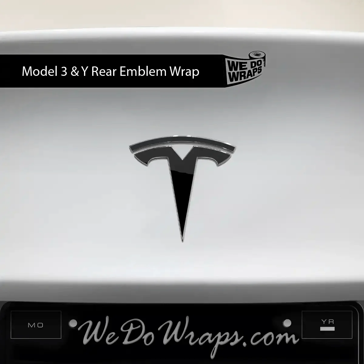 3M Gloss Black Tesla Emblem Decals (Front + Back) | Model 3 - Image 3