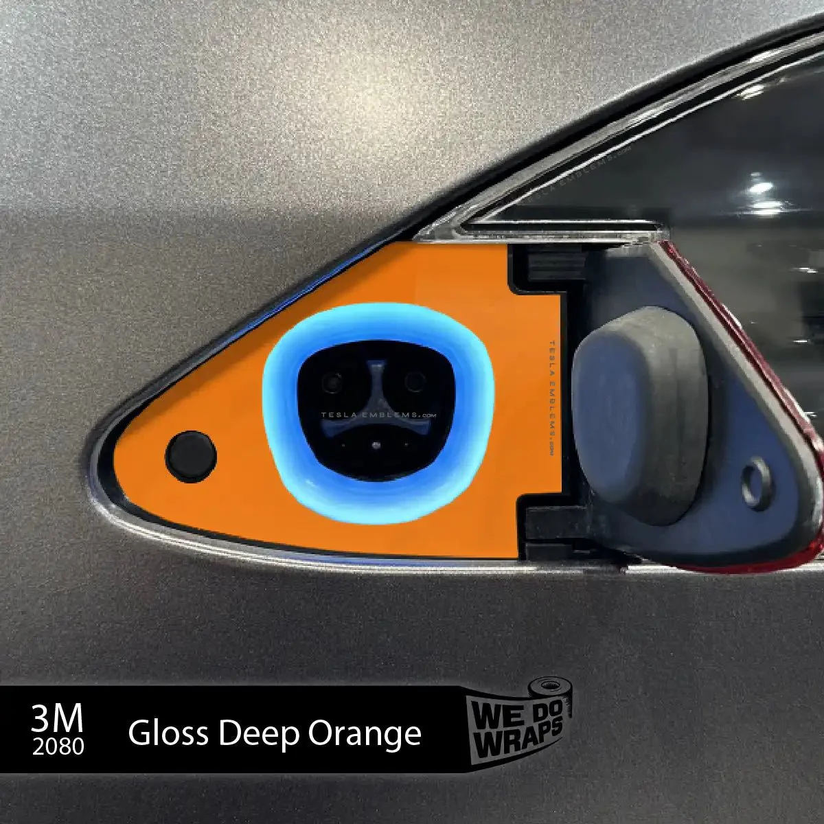 3M Gloss Deep Orange Tesla Charge Port Wrap | Model X - Image 2