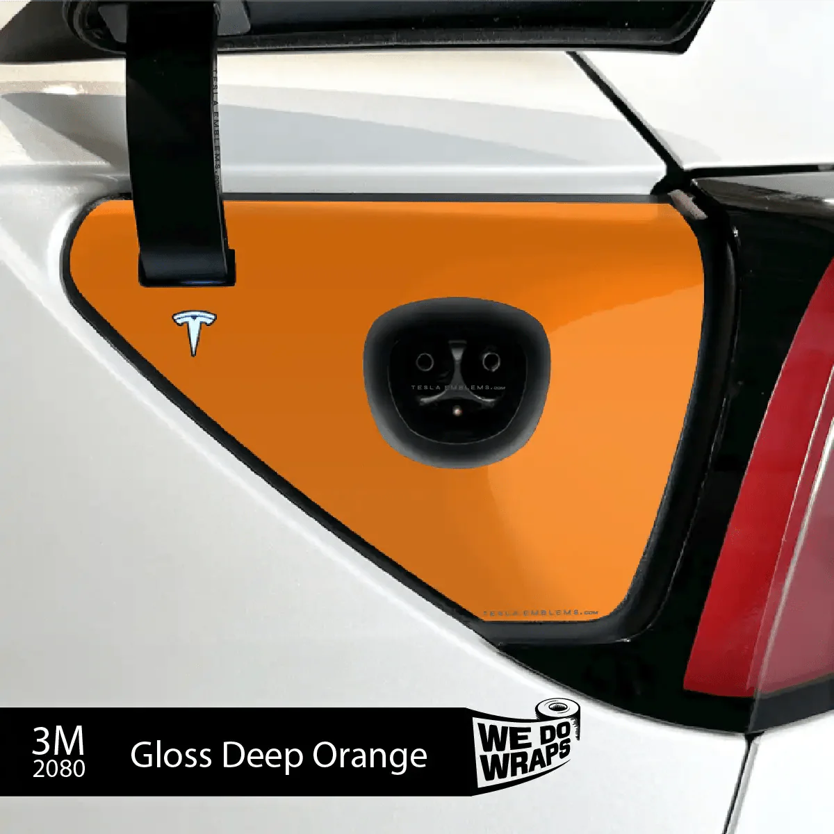 3M Gloss Deep Orange Tesla Charge Port Wrap | Model Y - Image 2