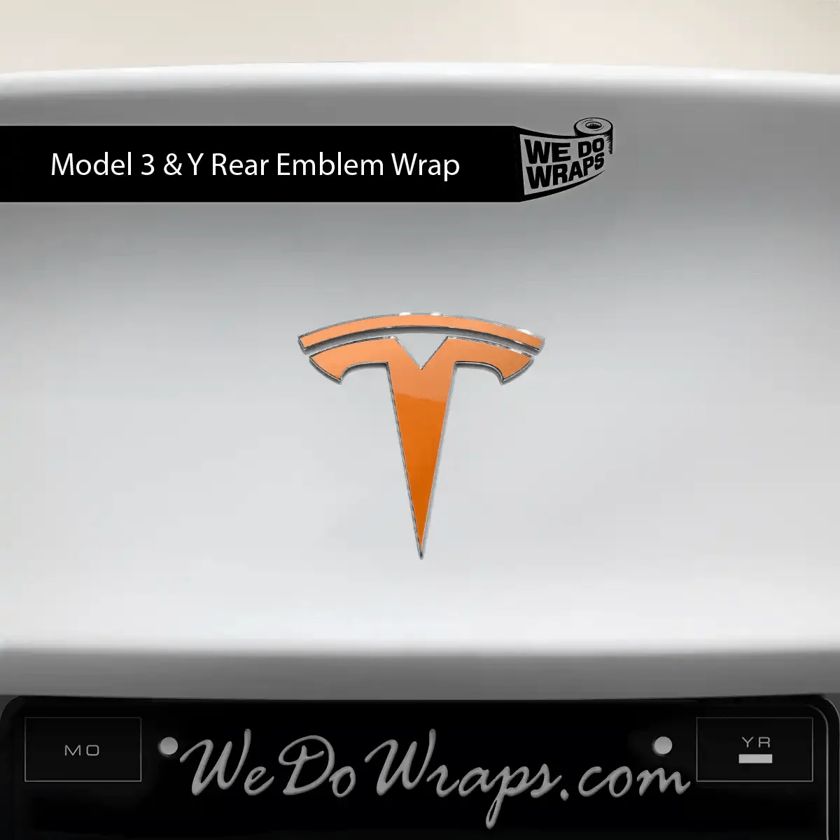 3M Gloss Deep Orange Tesla Emblem Decals (Front + Back) | Model Y - Image 3