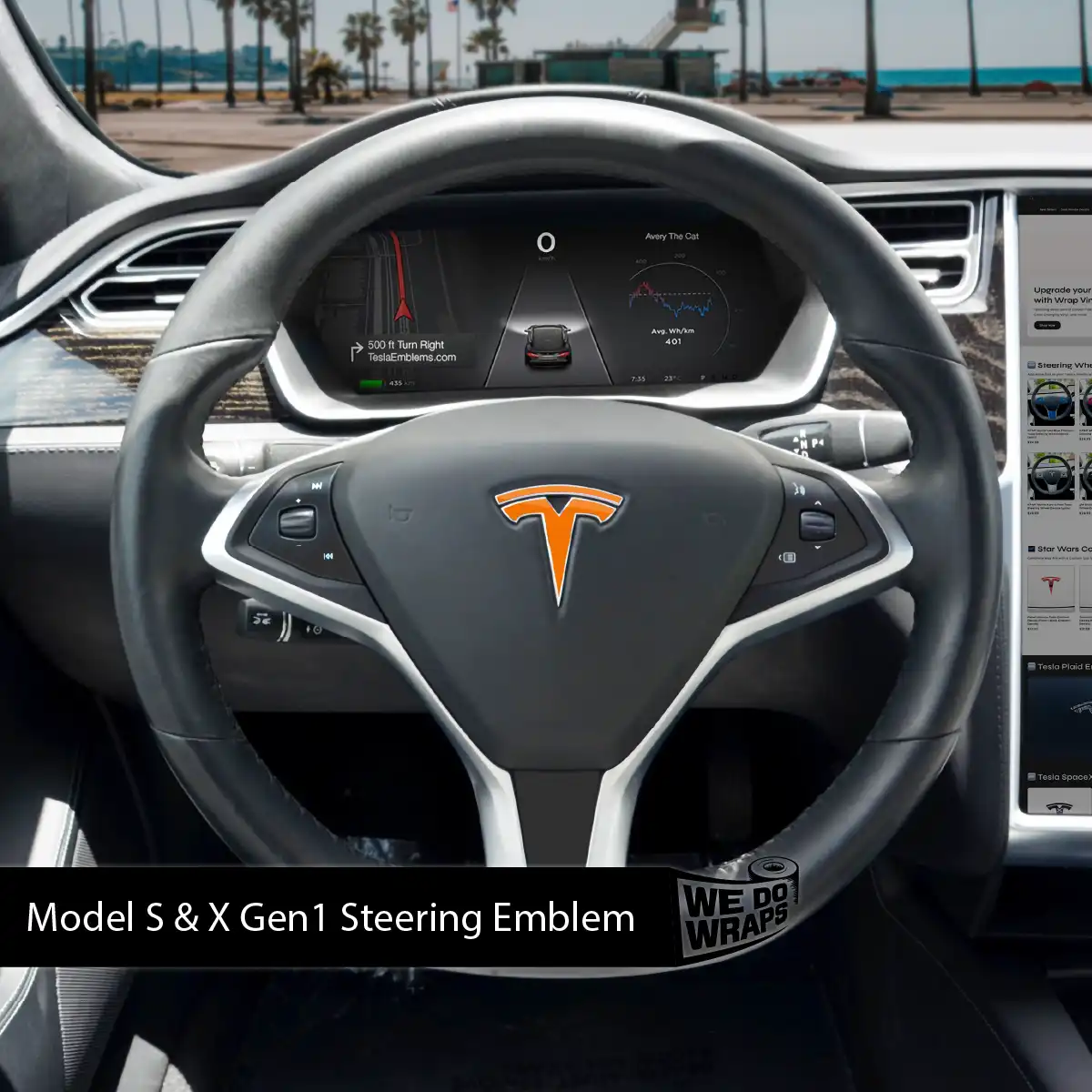 3M Gloss Deep Orange Tesla Steering Wheel Wrap | Model X - Image 3