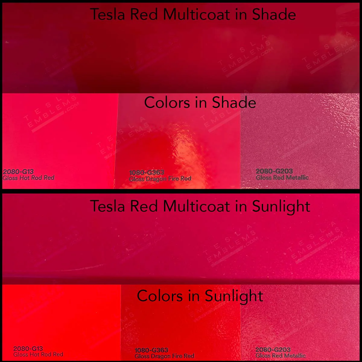3M Gloss Dragon Fire Red Tesla Door Handle Decals (4pcs) - Image 5
