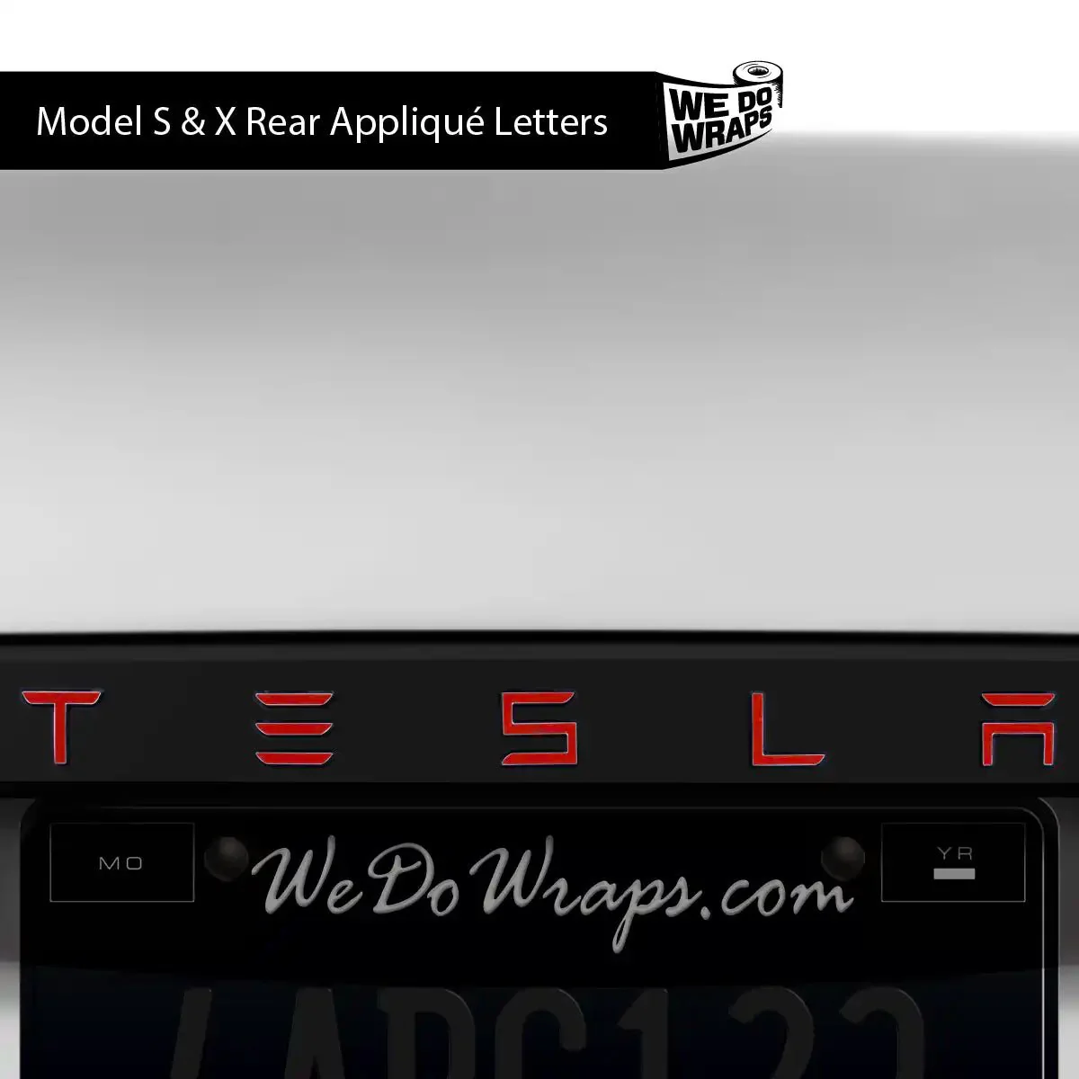 3M Gloss Dragon Fire Red Tesla Emblem Decals (Front + Back) | Model X - Image 4