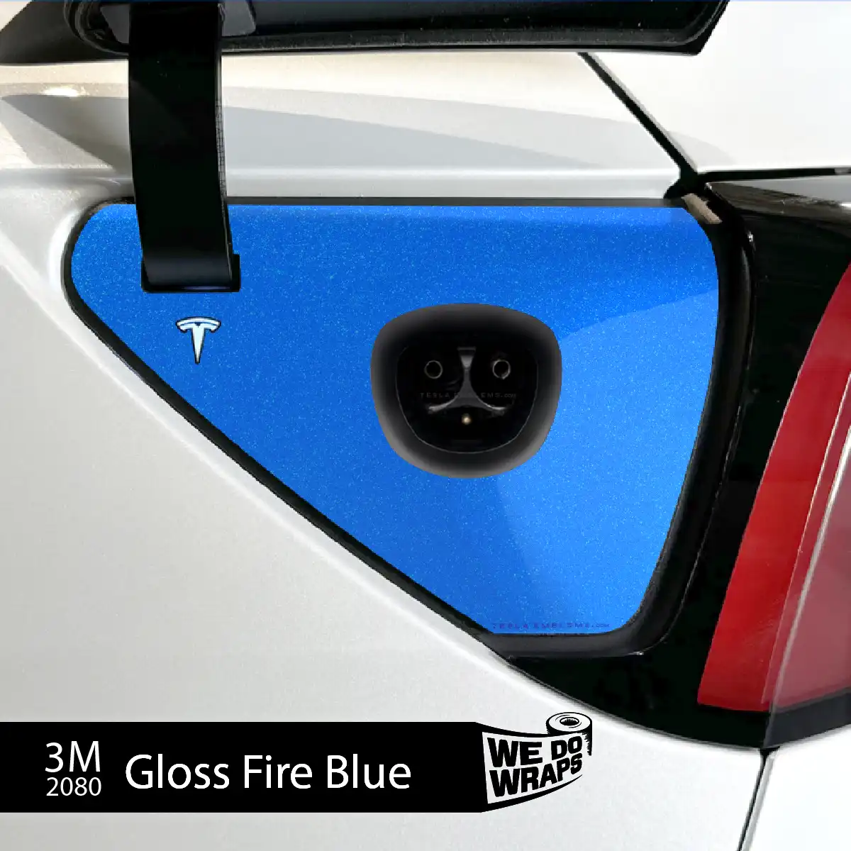 3M Gloss Fire Blue Tesla Charge Port Wrap | Model Y - Image 3