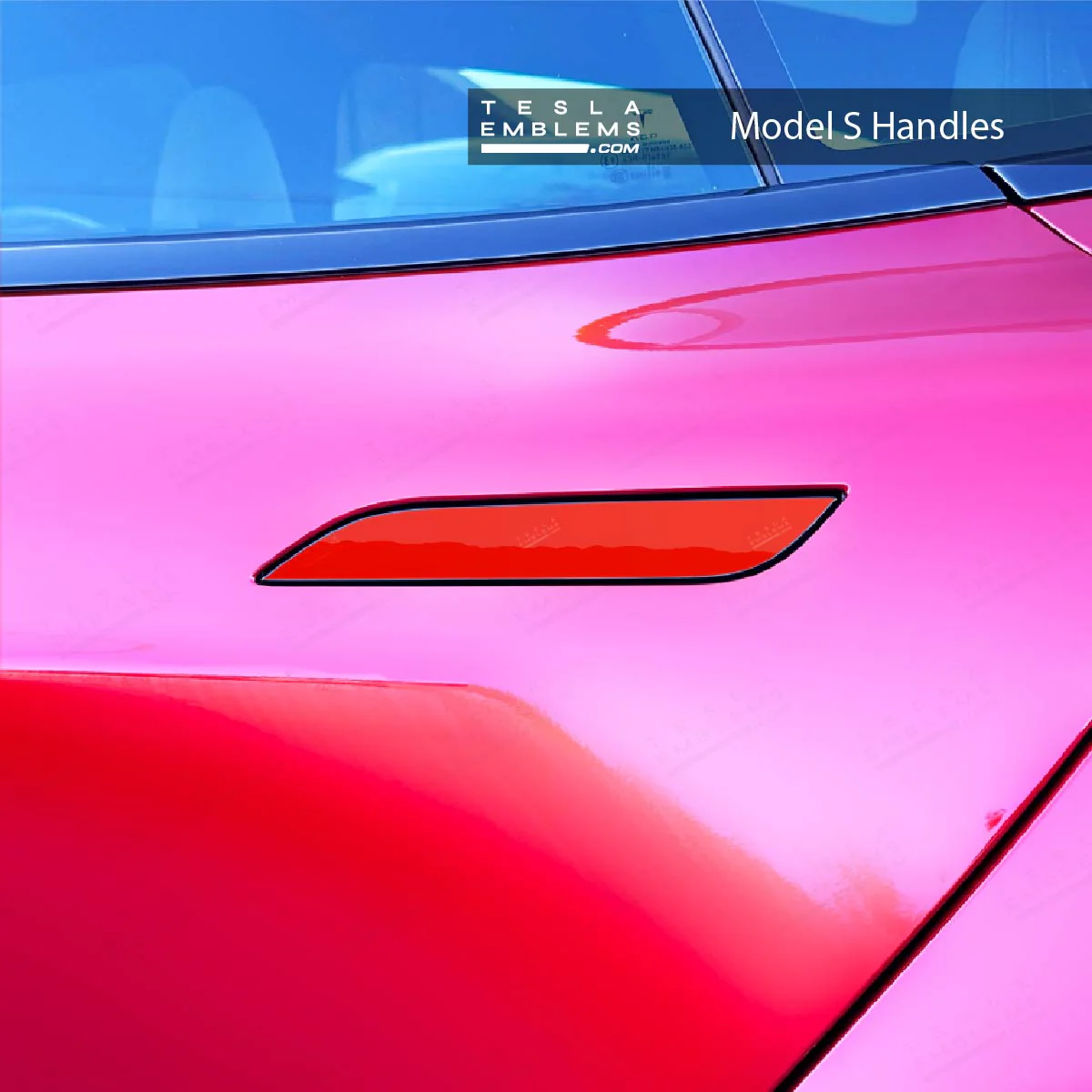 3M Gloss Hot Rod Red Tesla Door Handle Decals (4pcs) - Image 4