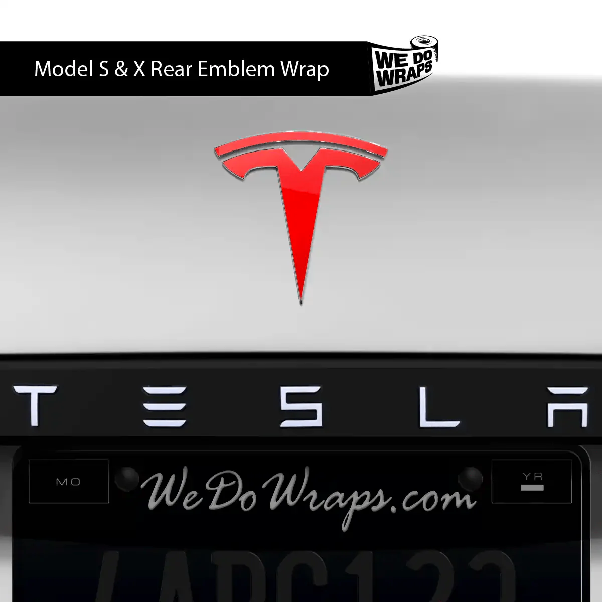 3M Gloss Hot Rod Red Tesla Emblem Decals (Front + Back) | Model S - Image 4
