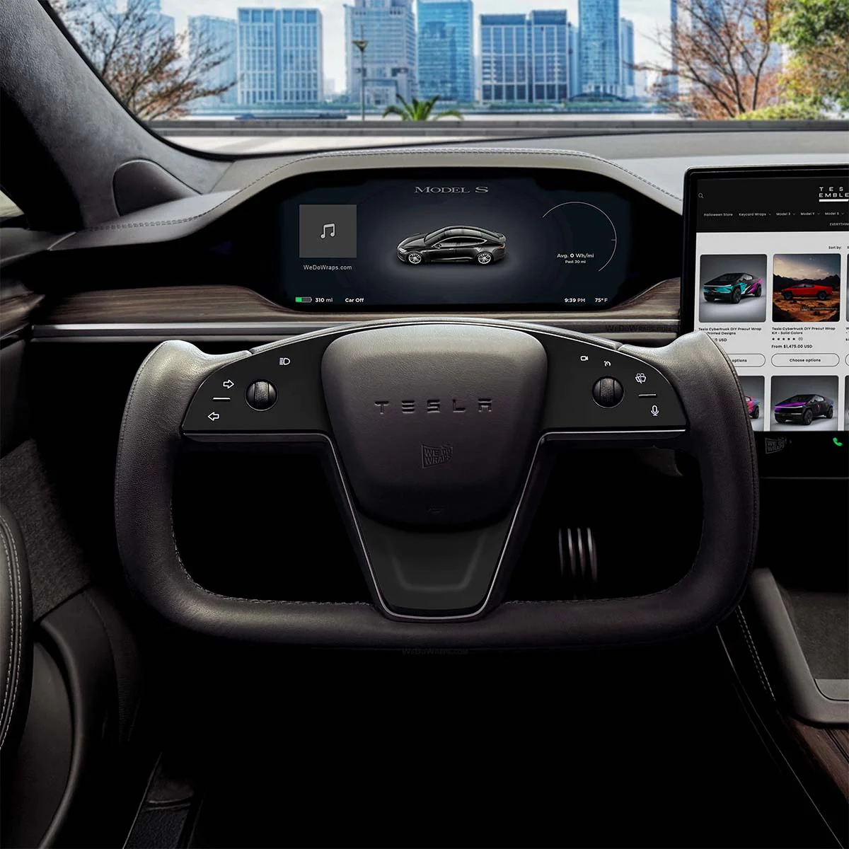 3M Matte Black Metallic Tesla Steering Wheel Trim Decal Kit (3pcs) | MX Feb 2021+ - Image 5