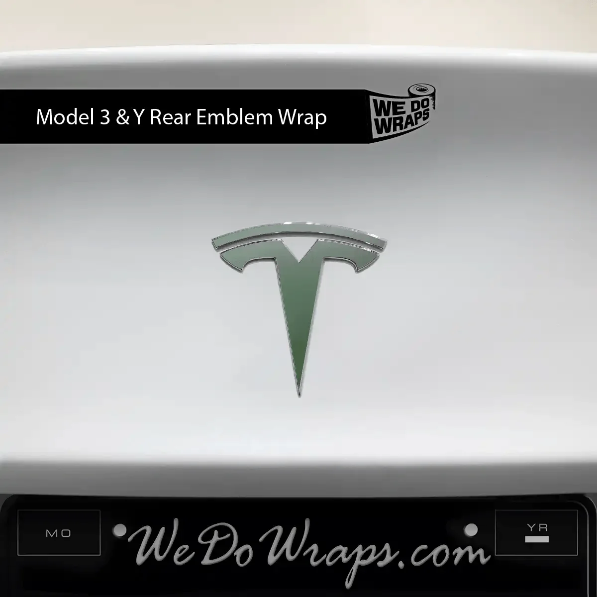 3M Matte Military Green Tesla Emblem Decals (Front + Back) | Model Y - Image 3