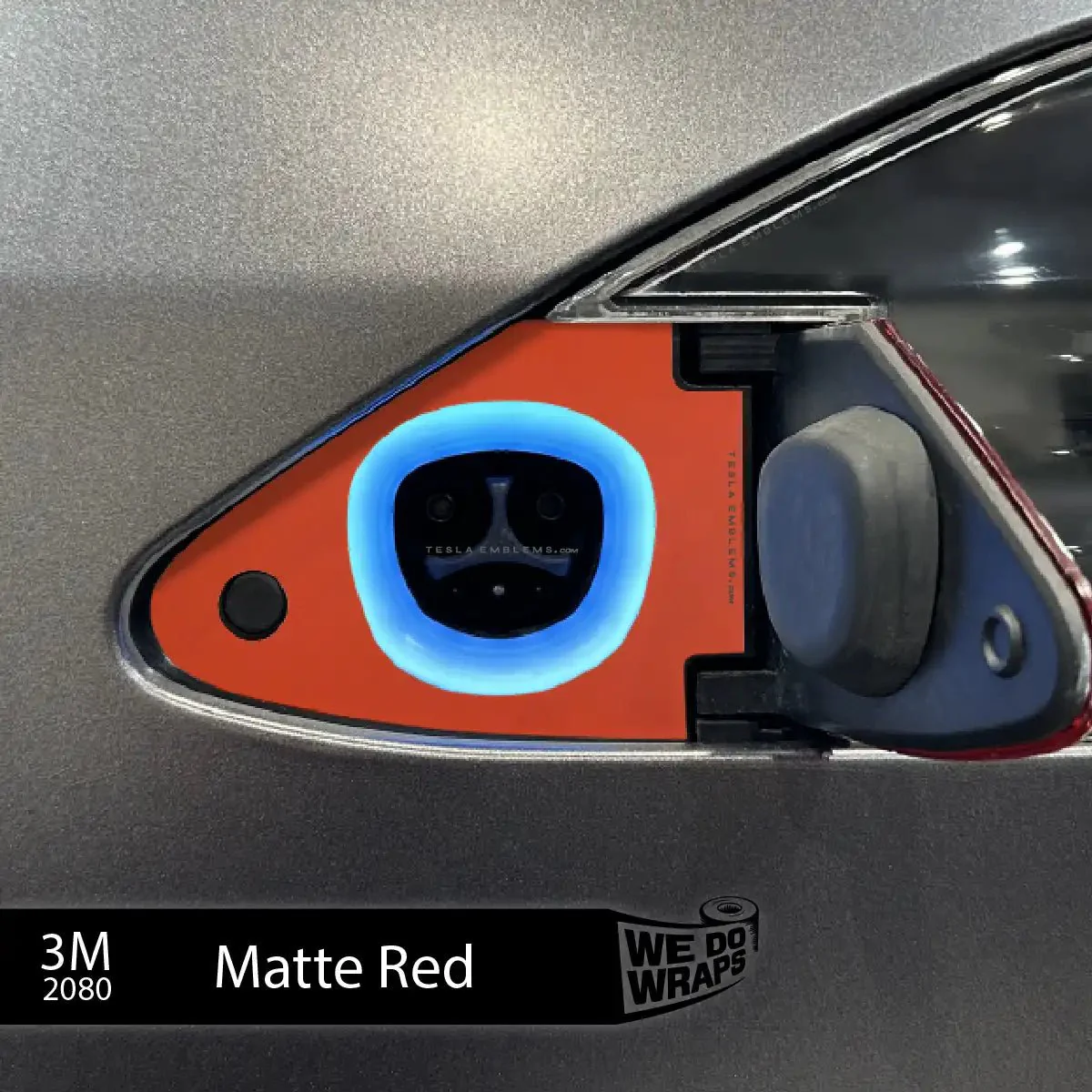 3M Matte Red Tesla Charge Port Wrap | Model X - Image 2