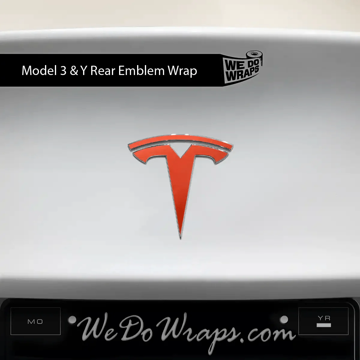 3M Matte Red Tesla Emblem Decals (Front + Back) | Model 3 - Image 3