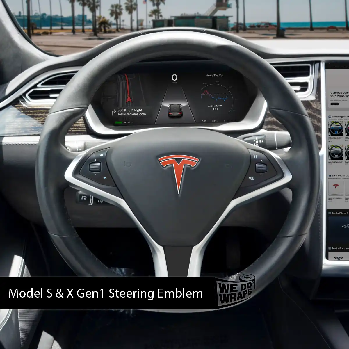3M Matte Red Tesla Steering Wheel Wrap | Model X - Image 4