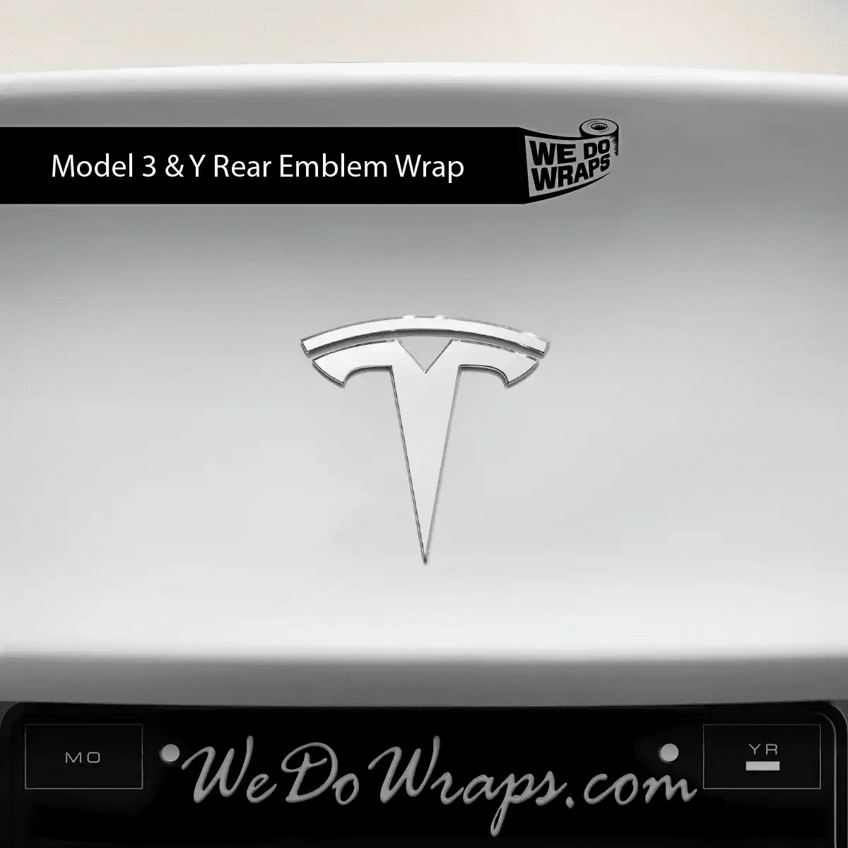 3M Satin White Tesla Emblem Decals (Front + Back) | Model Y - Image 3