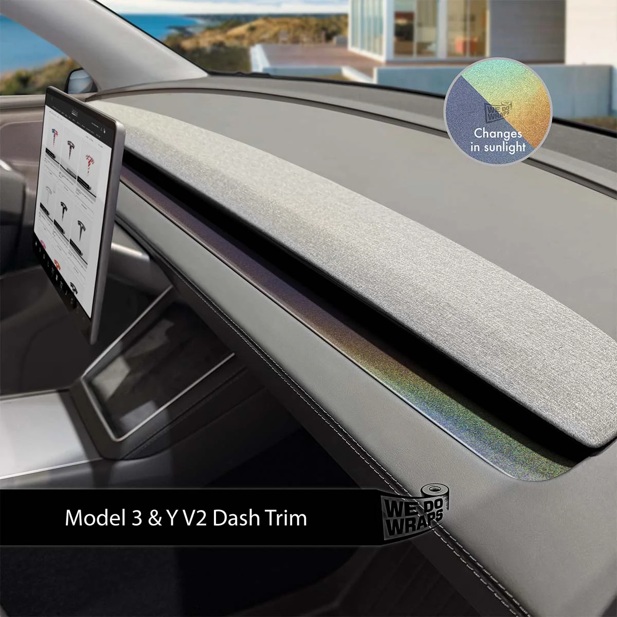 3M Satin Psychedelic Flip Tesla Dash Trim Wrap | Model Y 2026