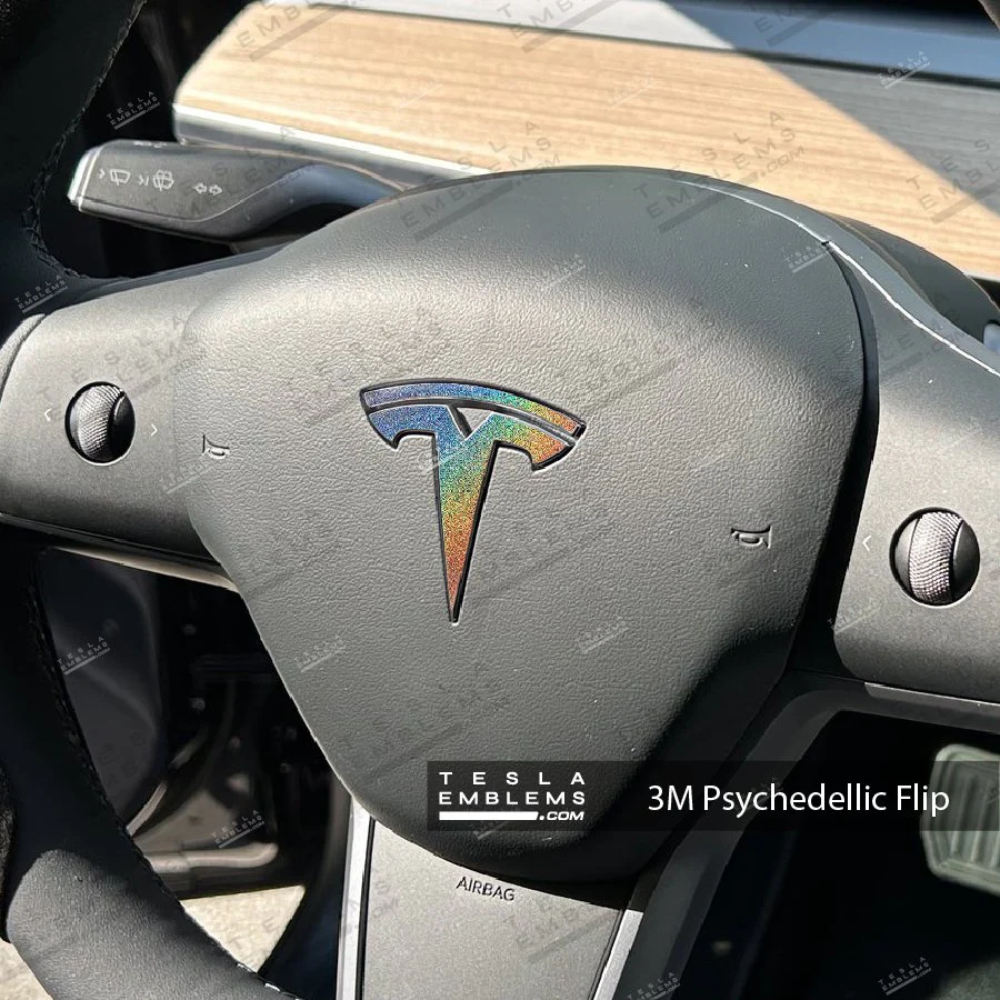 3M Satin Psychedelic Flip Tesla Emblem Decals (Front + Back) | Model 3 - Image 4