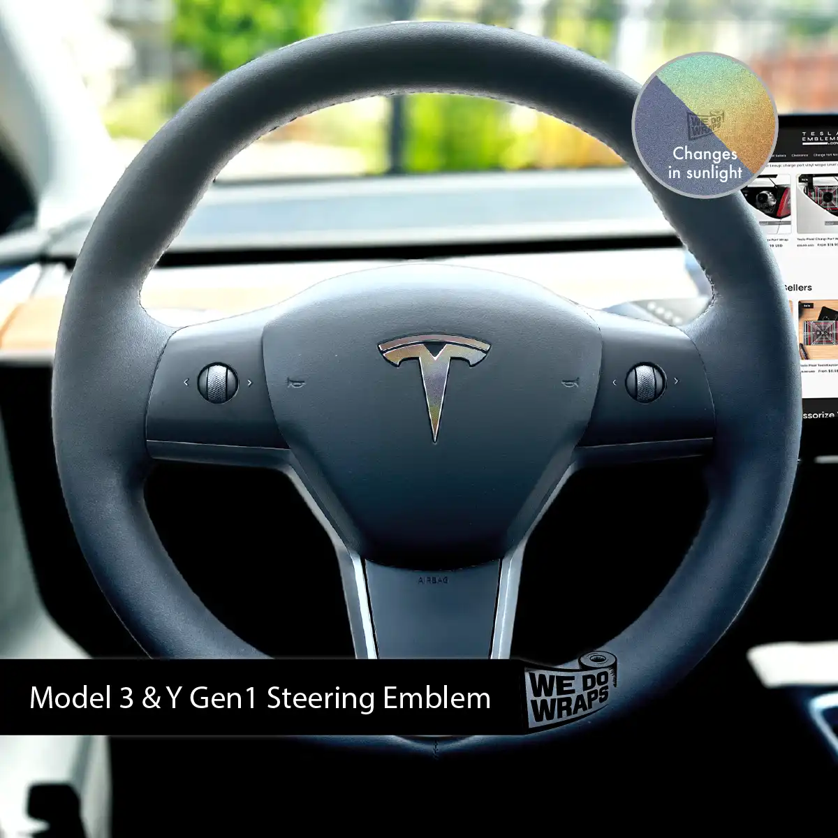 3M Satin Psychedelic Flip Tesla Steering Wheel Wrap | M3 2017-Jan 2024 - Image 3