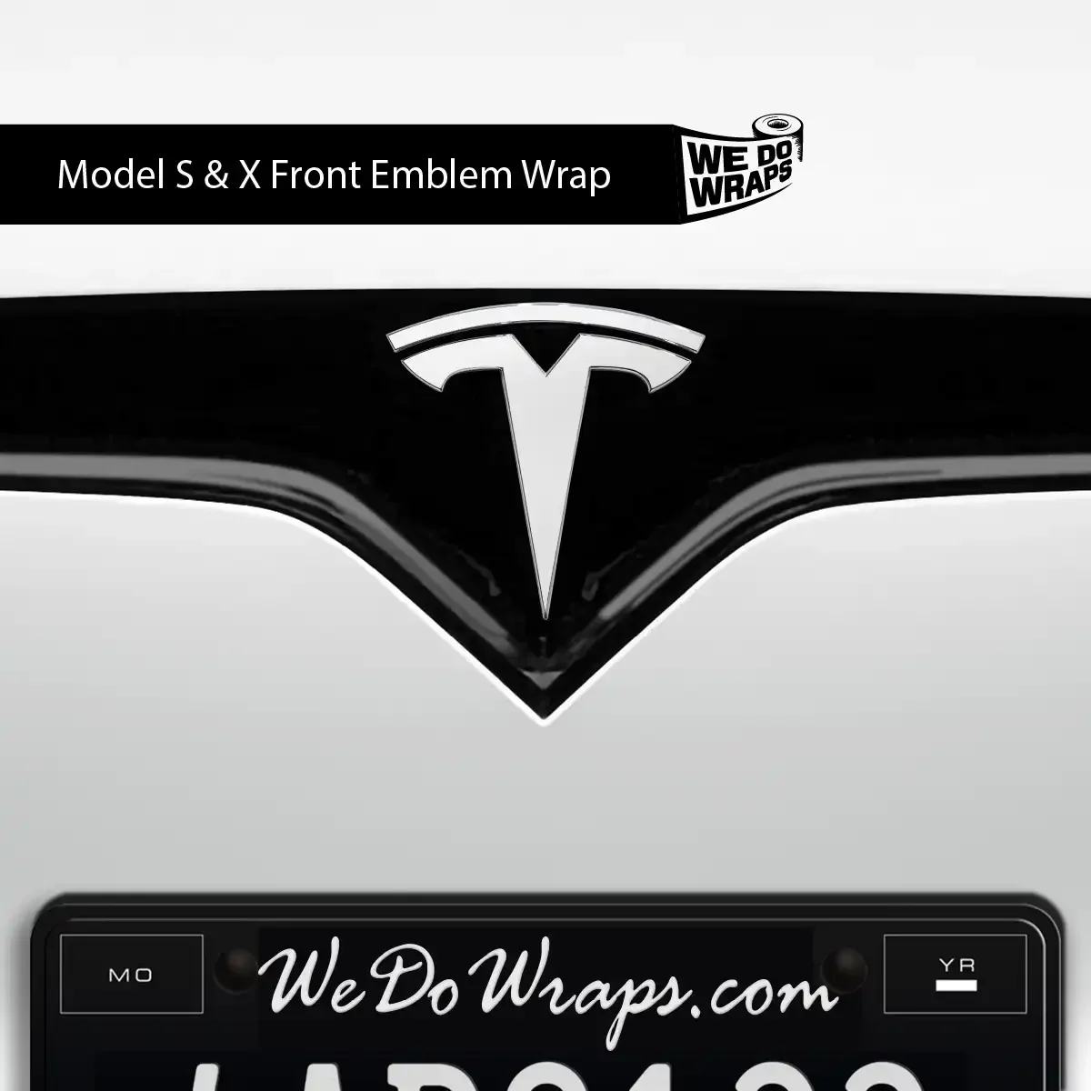 3M Satin White Tesla Emblem Decals (Front + Back) | Model X