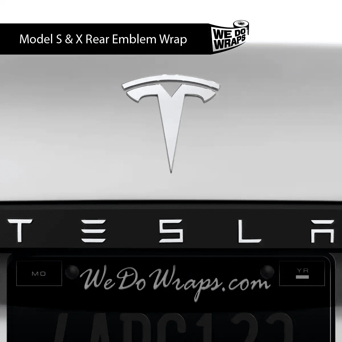 3M Satin White Tesla Emblem Decals (Front + Back) | Model X - Image 2