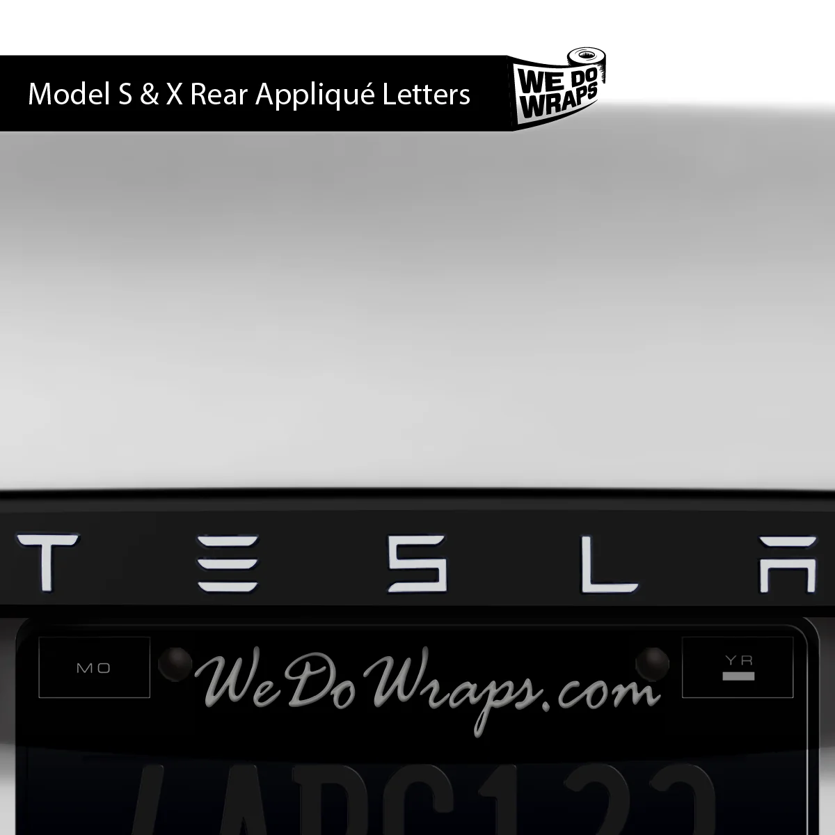 3M Satin White Tesla Emblem Decals (Front + Back) | Model X - Image 3