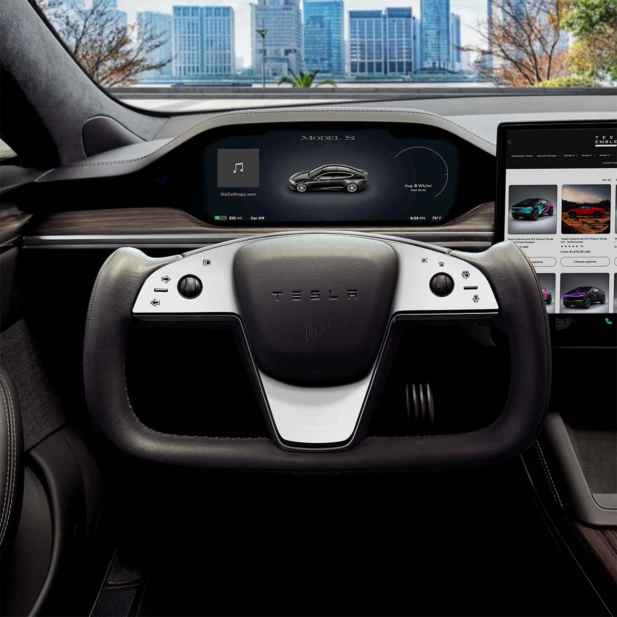 3M Satin White Tesla Steering Wheel Trim Decal Kit (3pcs) | MX Feb 2021+ - Image 2