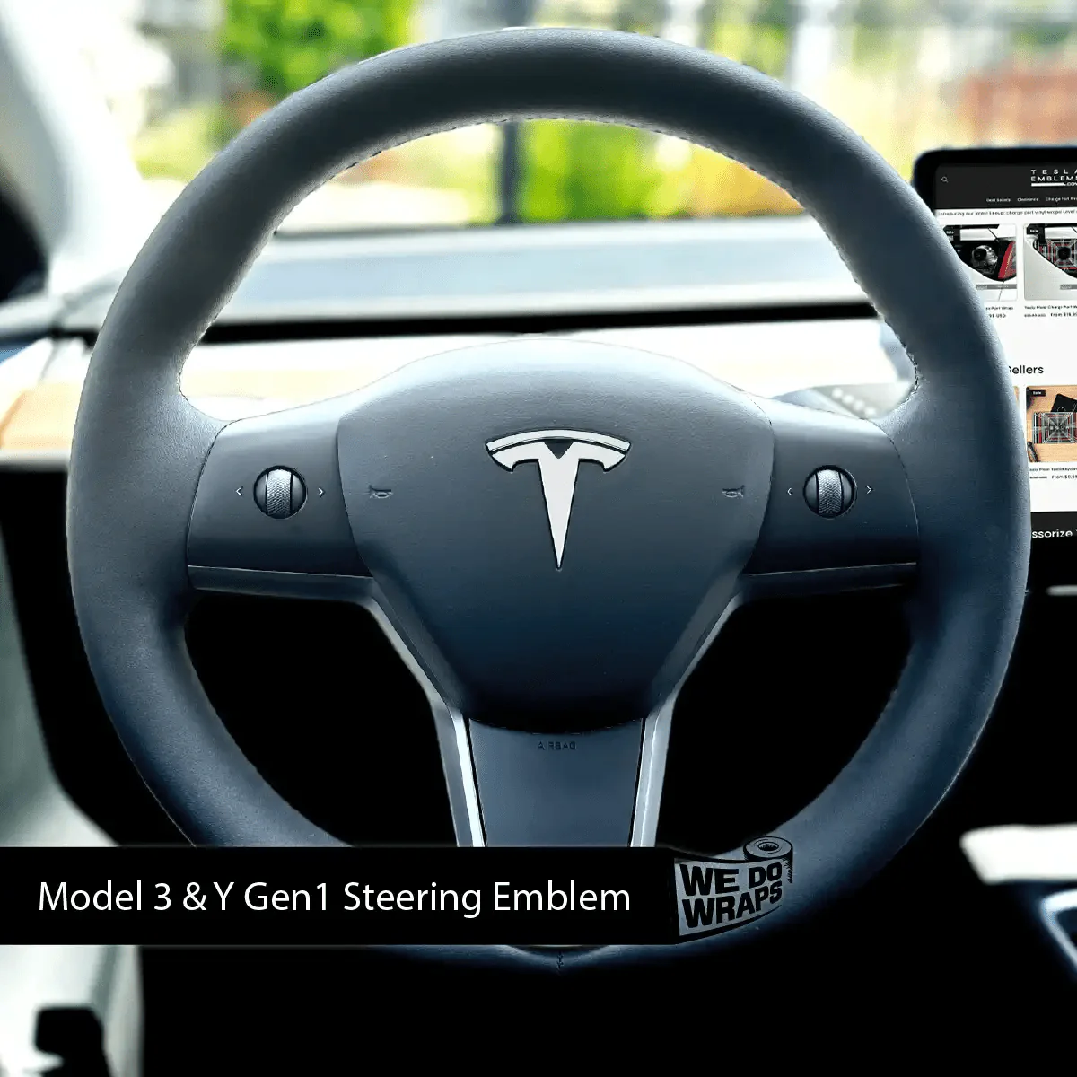 3M Satin White Tesla Steering Wheel Wrap | MY 2019-'25 - Image 2
