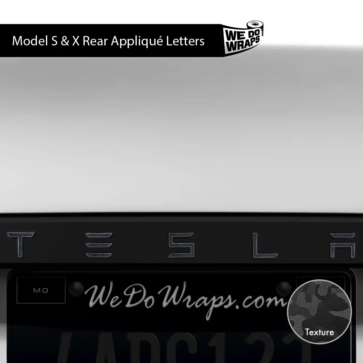 3M Shadow Black Camo Tesla Emblem Decals (Front + Back) | Model X - Image 3