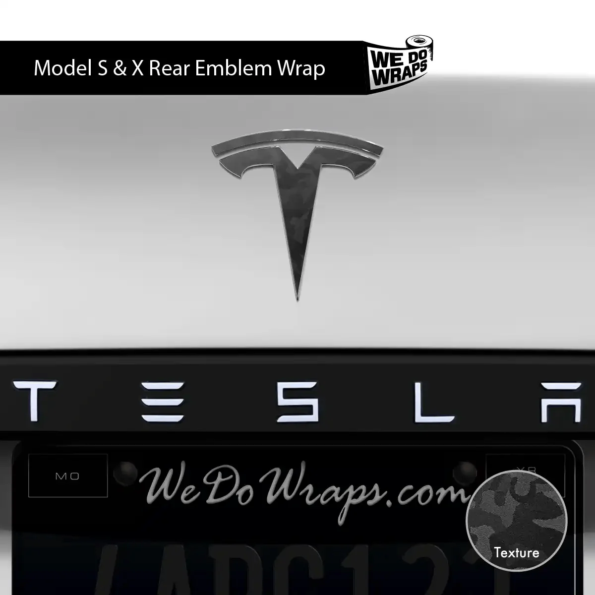 3M Shadow Black Camo Tesla Emblem Decals (Front + Back) | Model X - Image 4