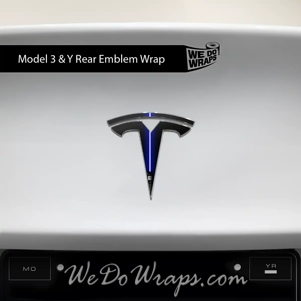 Blue Laser Sword Tesla Emblem Decals (Front + Back) | Model 3 - Image 2