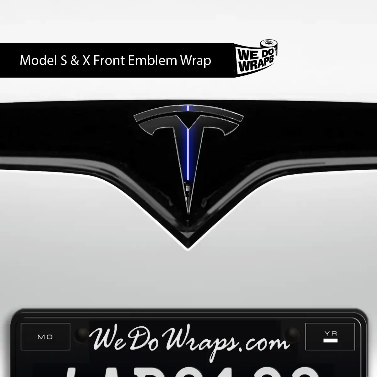 Blue Laser Sword Tesla Emblem Decals (Front + Back) | Model X