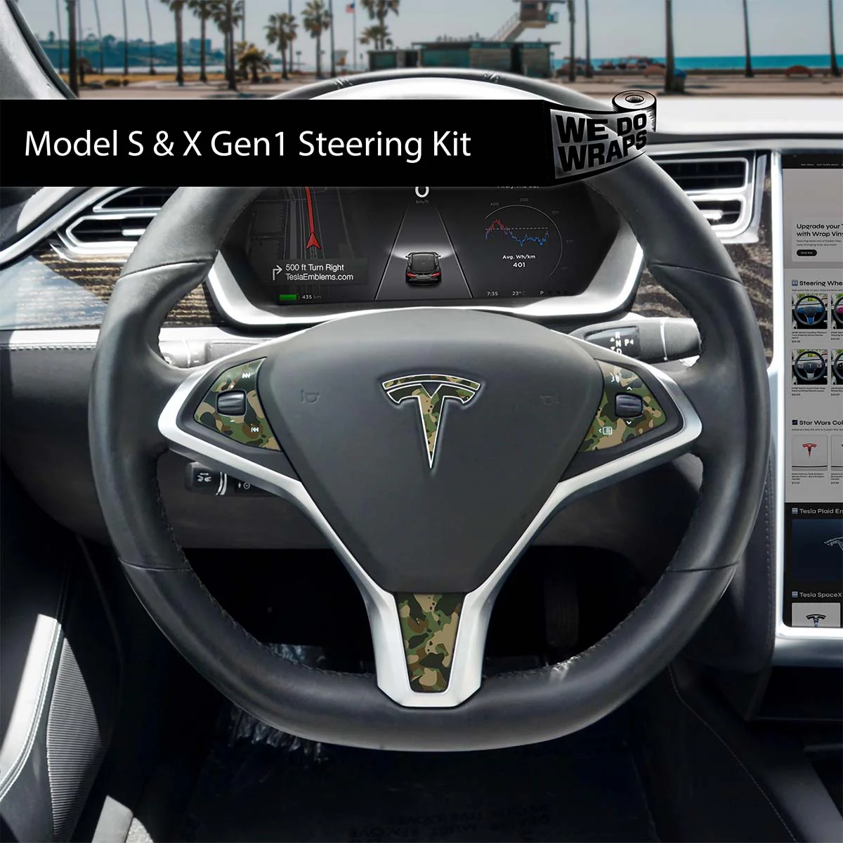 Camo Tesla Steering Wheel Wrap | Model S