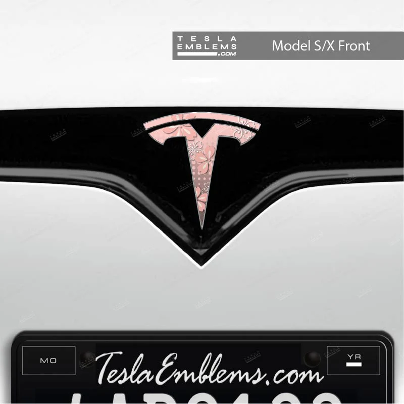 Cherry Blossoms Tesla Emblem Decals (Front + Back) | Model X