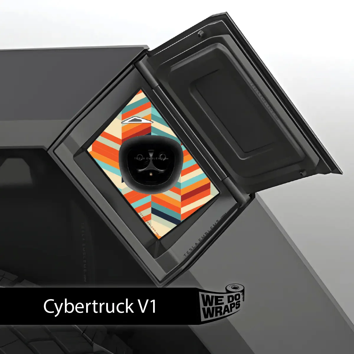Colorful Herringbone Tesla Charge Port Wrap | Cybertruck