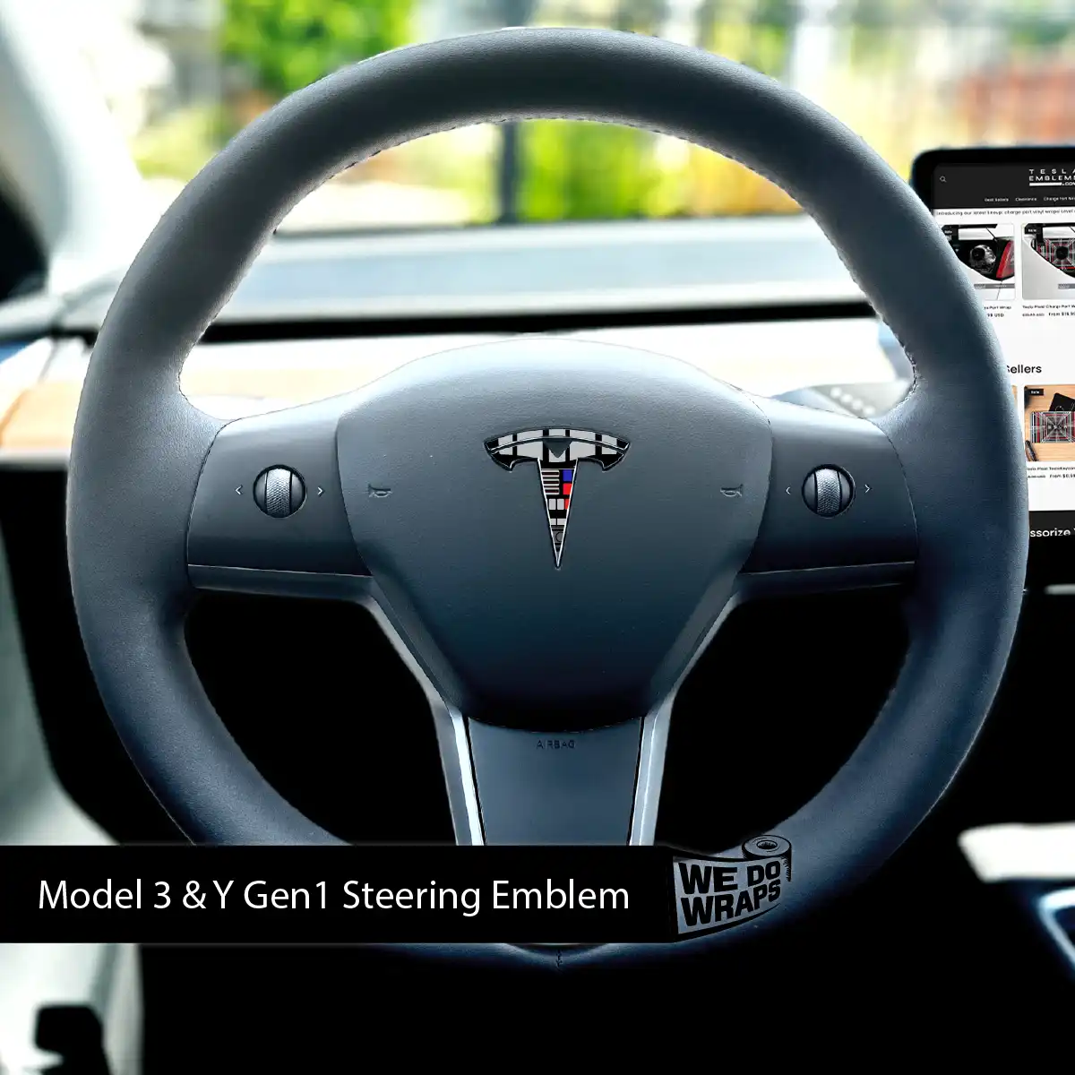 Darth Control Panel Tesla Steering Wheel Emblem Decal | Model 3