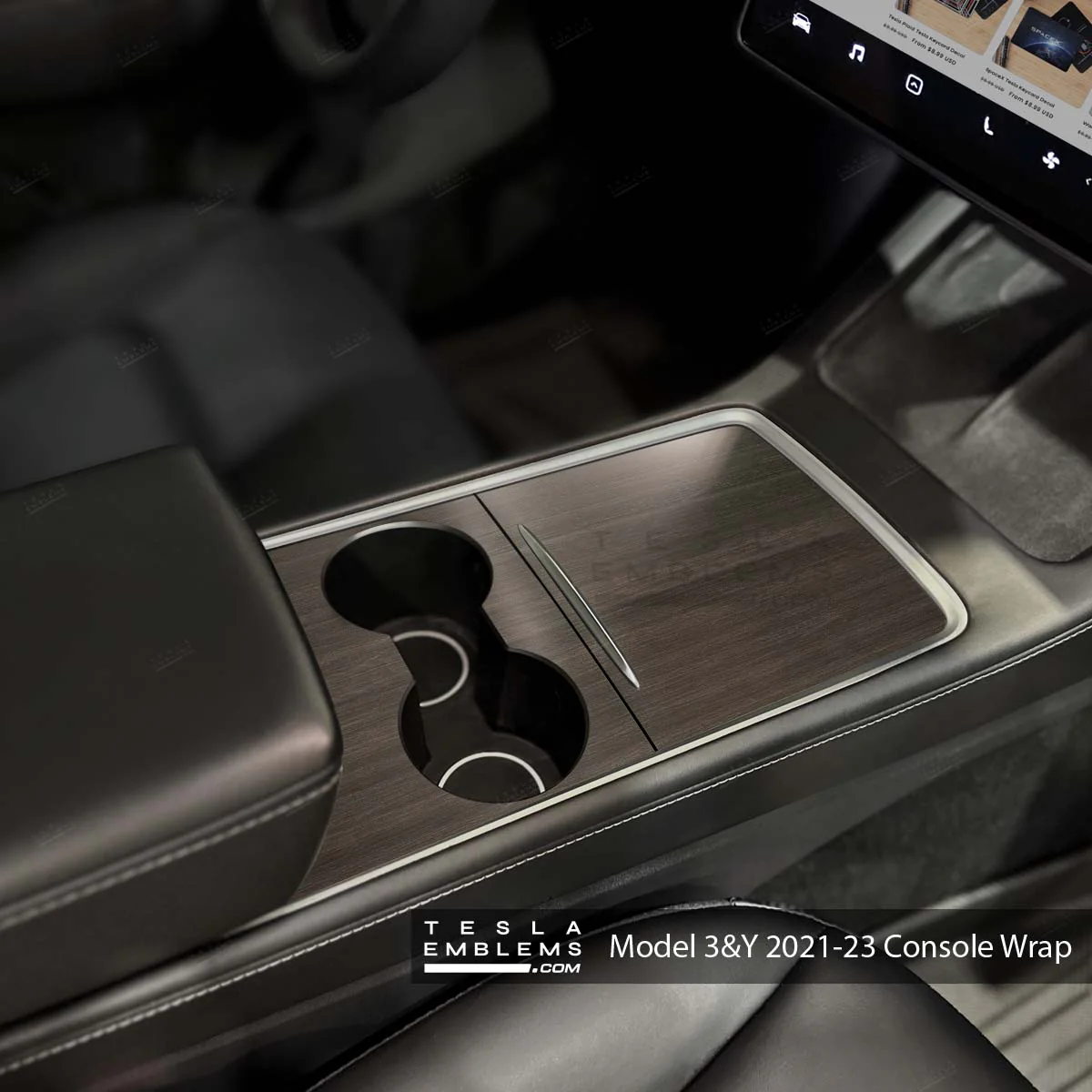 Dark Cherry Woodgrain | Tesla Center Console Wrap Kit | Model 3 '21-24