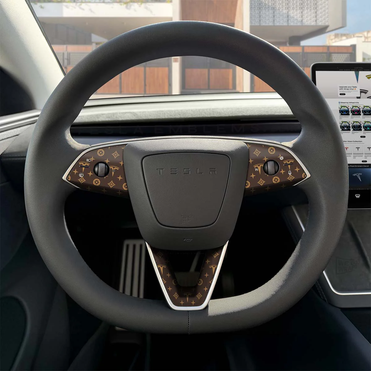Designer Pattern Tesla Edition Tesla Steering Wheel Trim Decal Kit (3pcs) | MY 2026+ Refresh