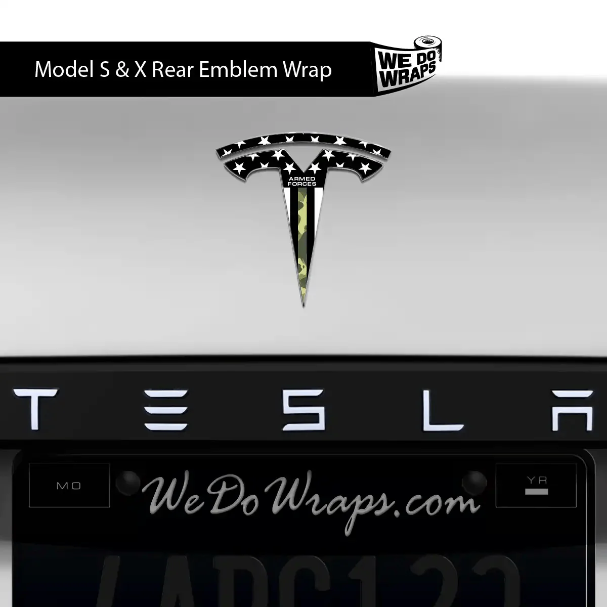 First Responders Armed Forces Tesla Emblem Decals (Front + Back) | Model X - Image 3