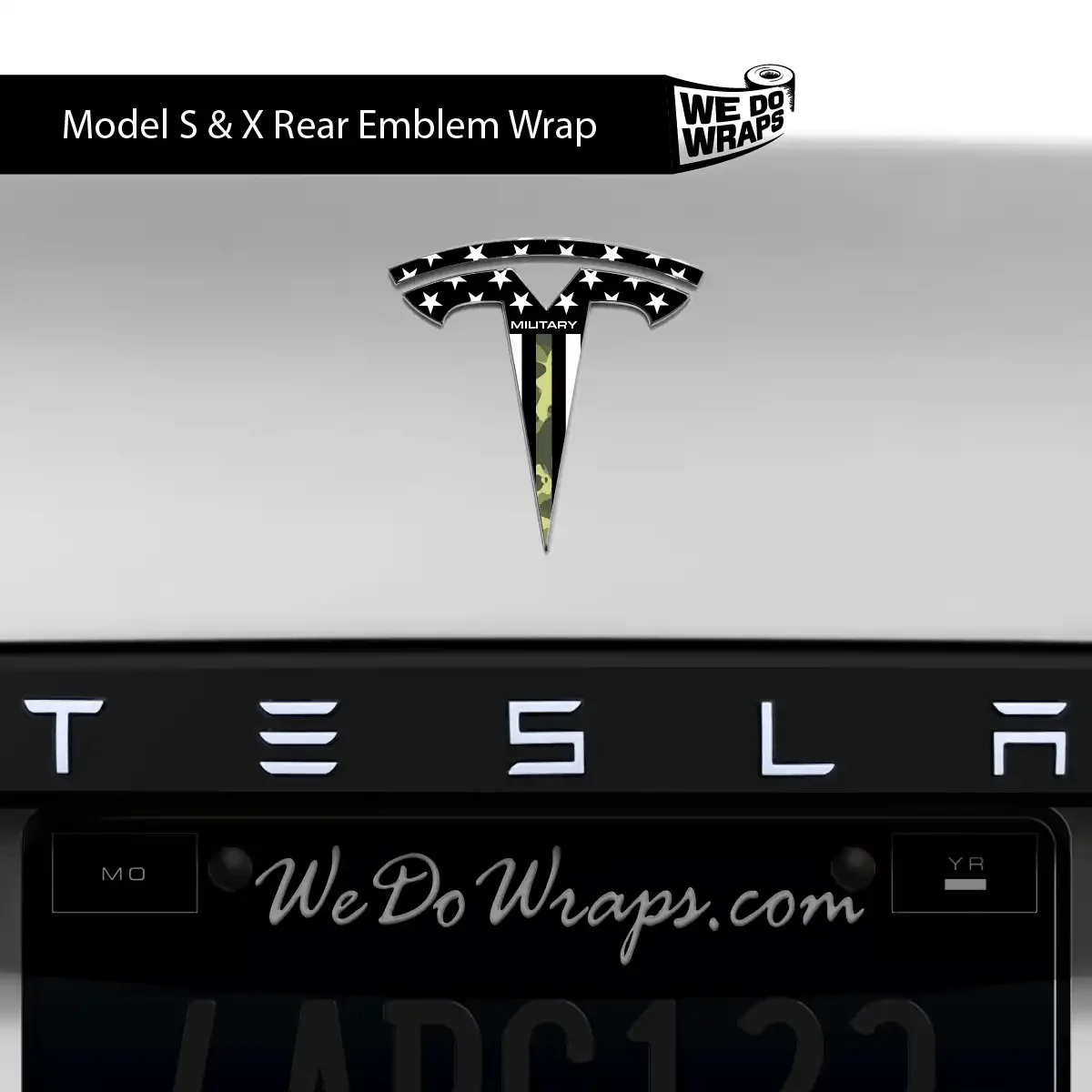 First Responders Armed Forces Tesla Emblem Decals (Front + Back) | Model X - Image 4