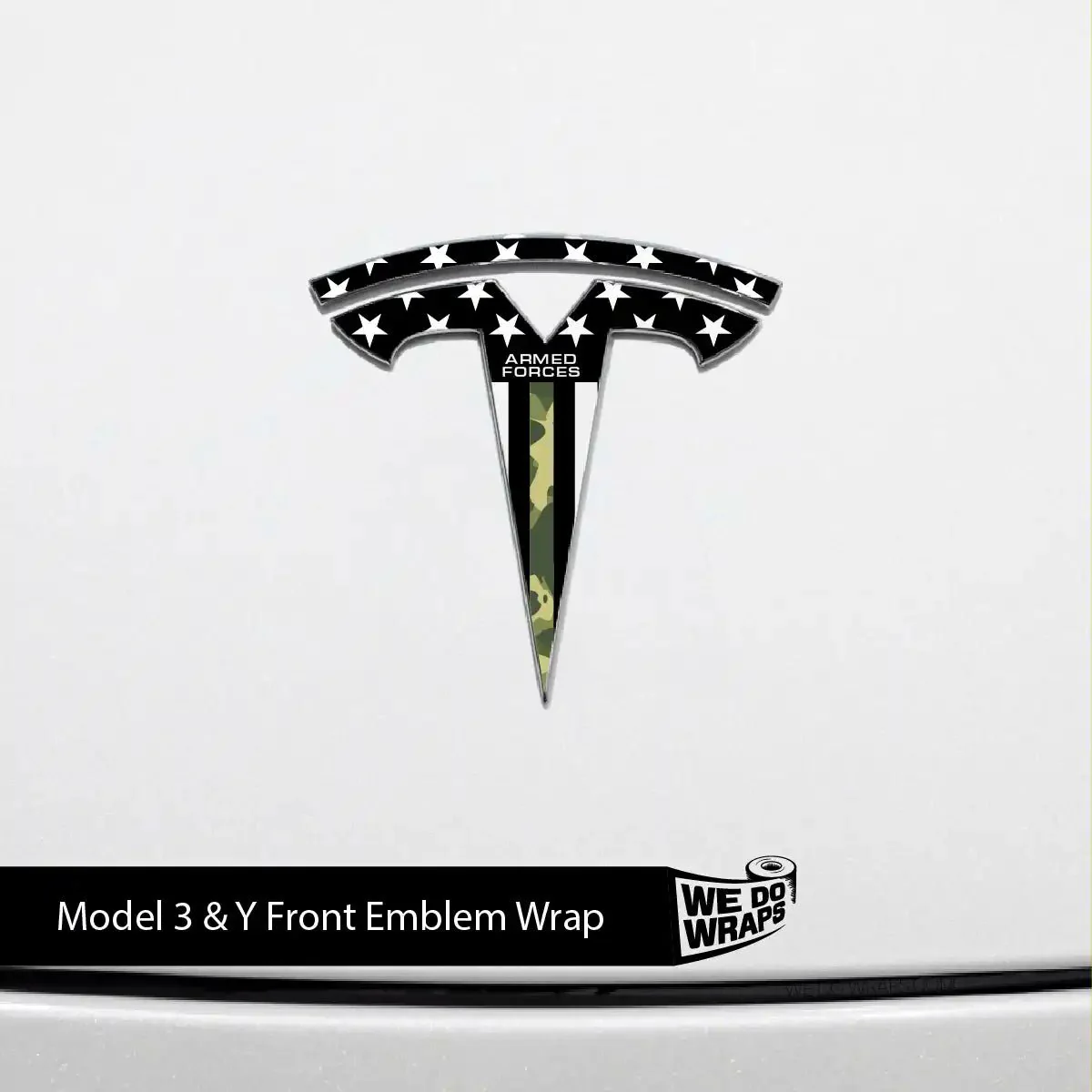First Responders Armed Forces Tesla Emblem Decals (Front + Back) | Model 3 - Image 3