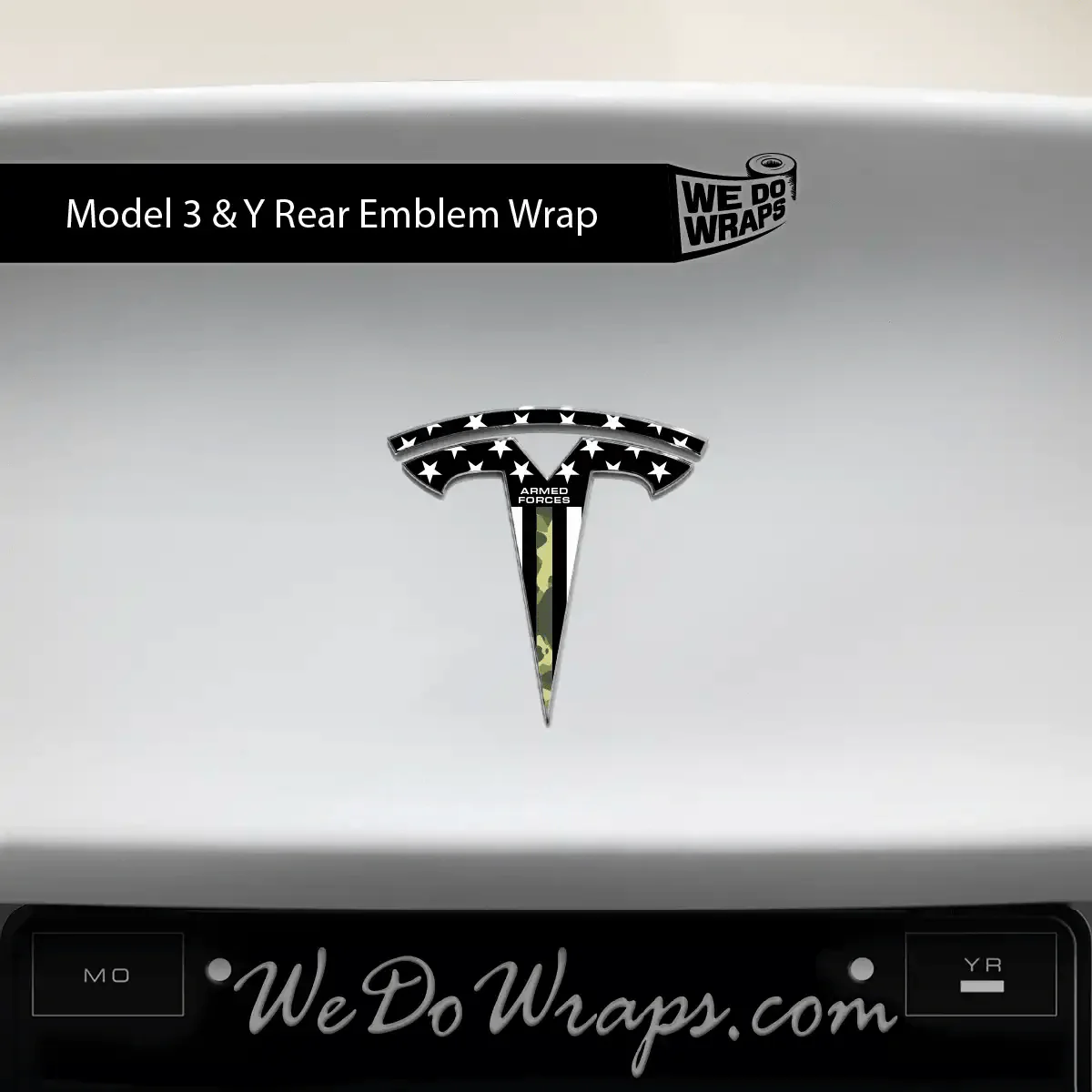 First Responders Armed Forces Tesla Emblem Decals (Front + Back) | Model 3 - Image 4