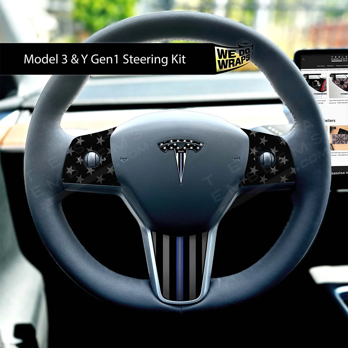 First Responders EMS Tesla Steering Wheel Wrap | M3 2017-Jan 2024