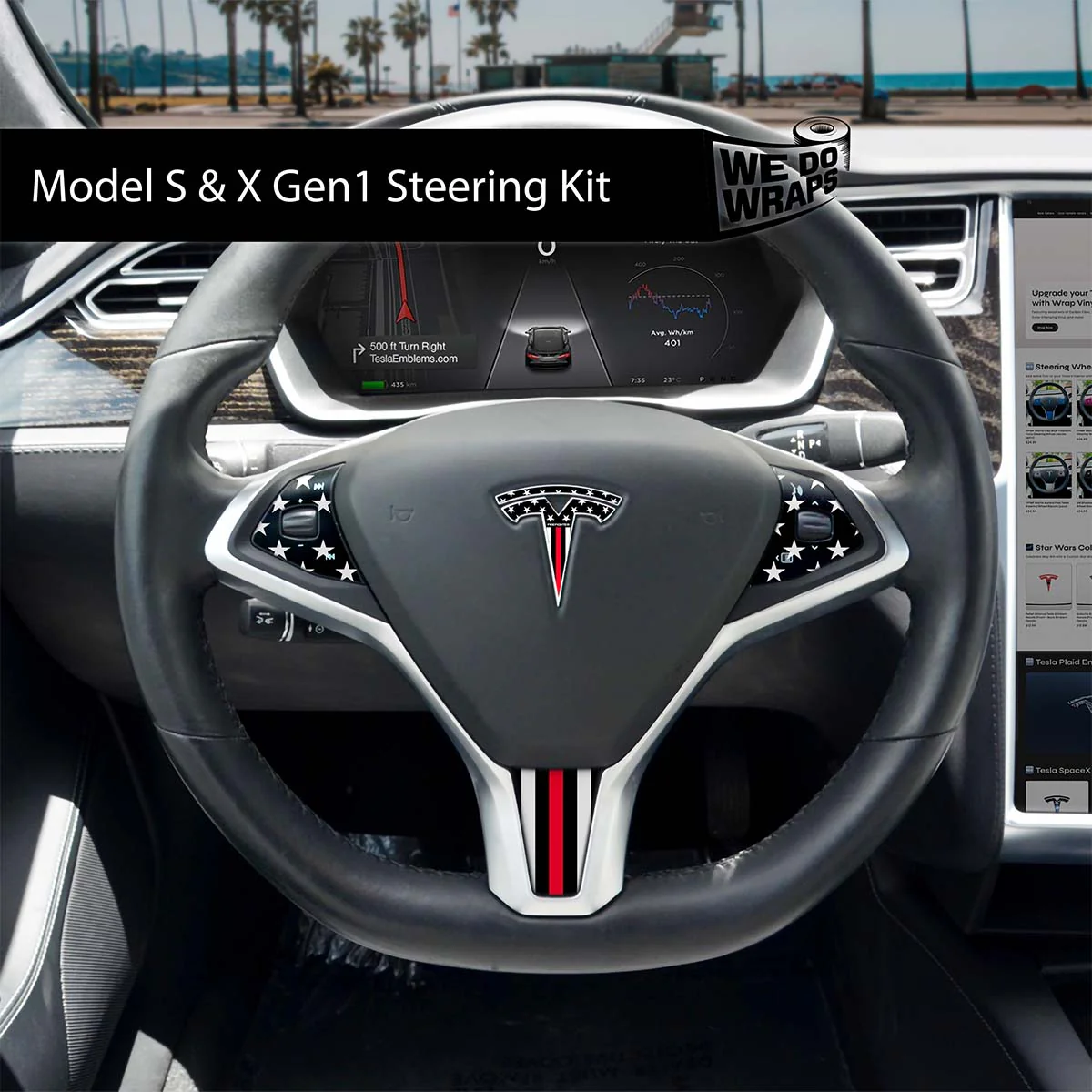 First Responders Firefighter Tesla Steering Wheel Wrap | Model S