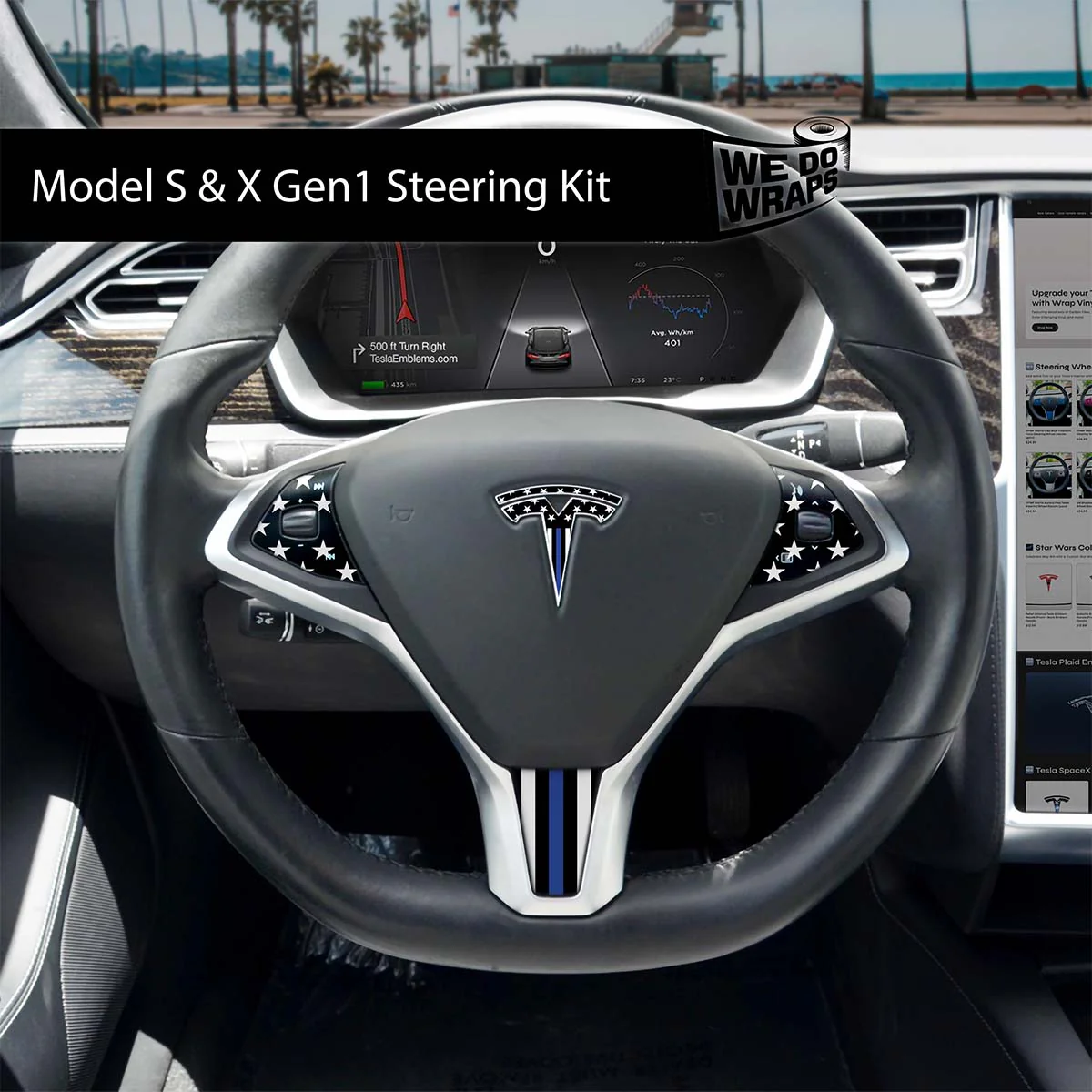 First Responders Law Enforcement Tesla Steering Wheel Wrap | Model X - Image 2