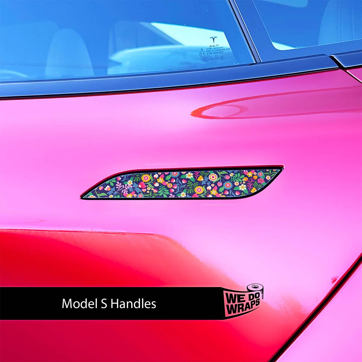 Floral Meadow Tesla Door Handle Decals (4pcs) - Image 2