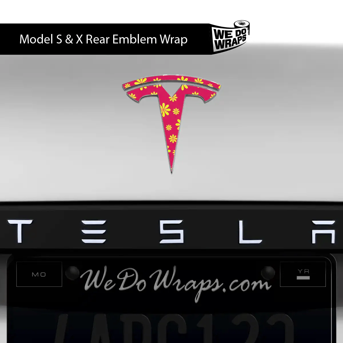 Flower Power Tesla Emblem Decals (Front + Back) | Model X - Image 2