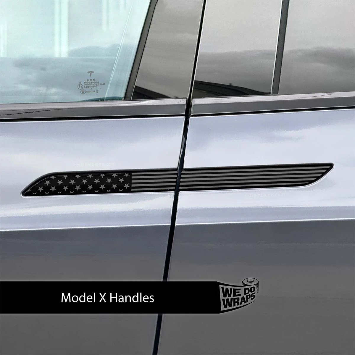 Ghost Black Patriot Flag Tesla Door Handle Decals (4pcs) - Image 3