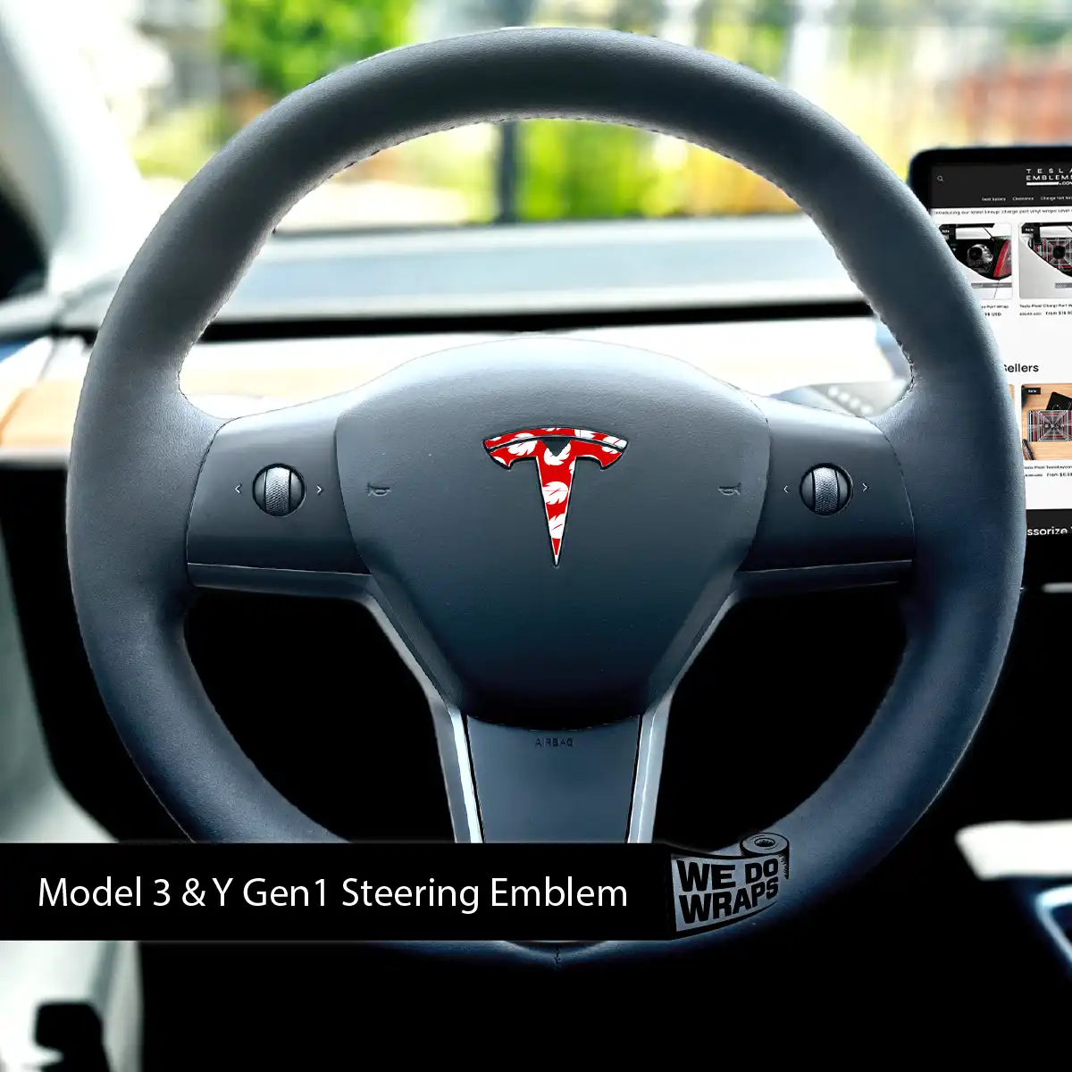 Hawaiian Tesla Steering Wheel Emblem Decal | Model 3