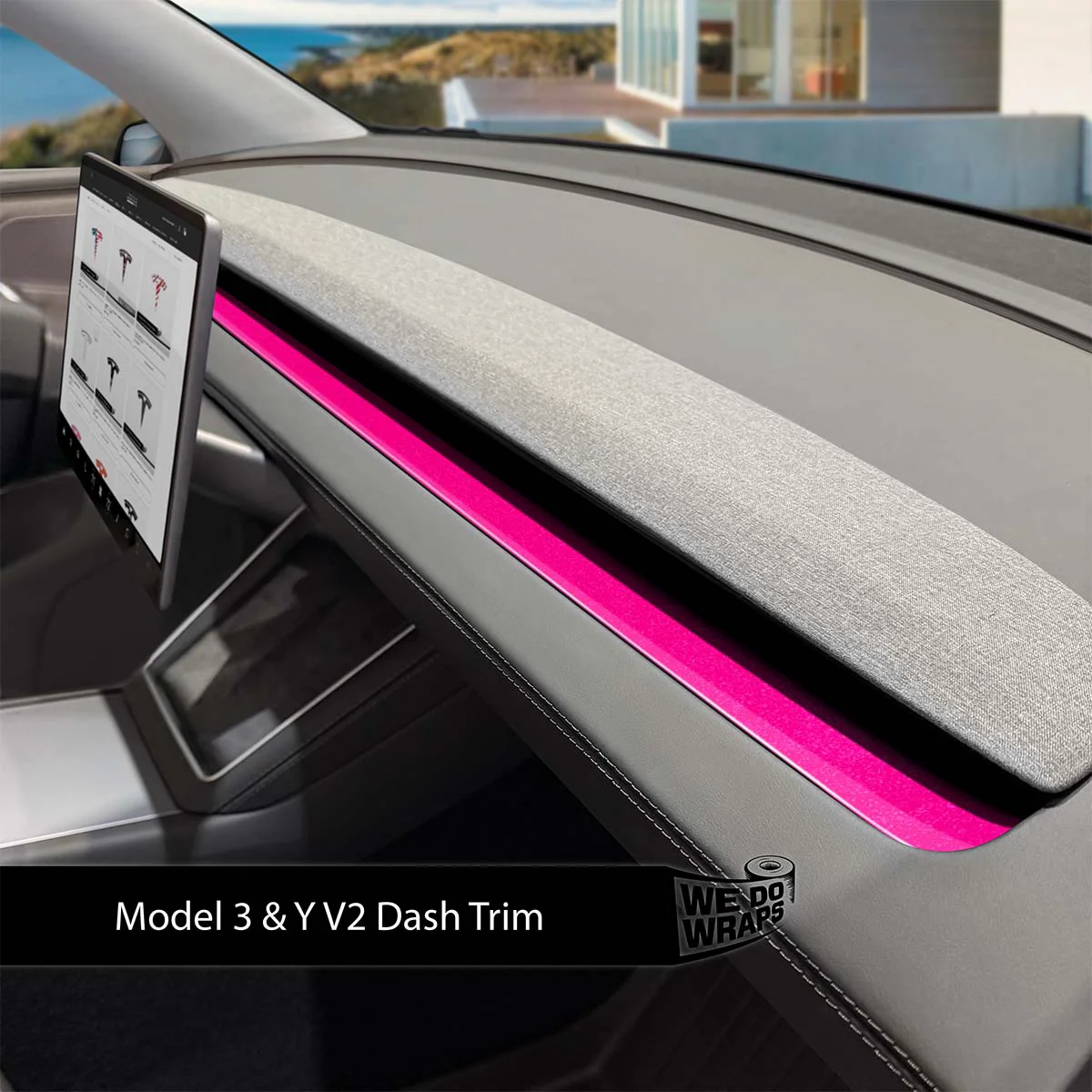 KPMF Gloss Momentum Pink Tesla Dash Trim Wrap | Model Y 2026