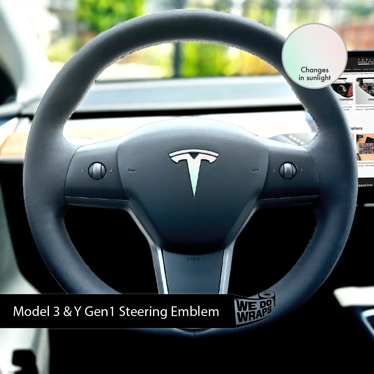 KPMF Matte Aurora Pearl Tesla Steering Wheel Wrap | M3 2017-Jan 2024 - Image 3